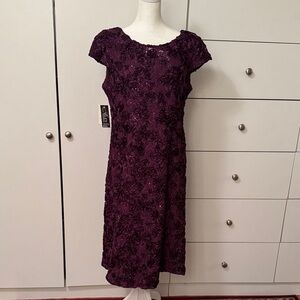 Alex Evenings Deep Purple Midi Dress